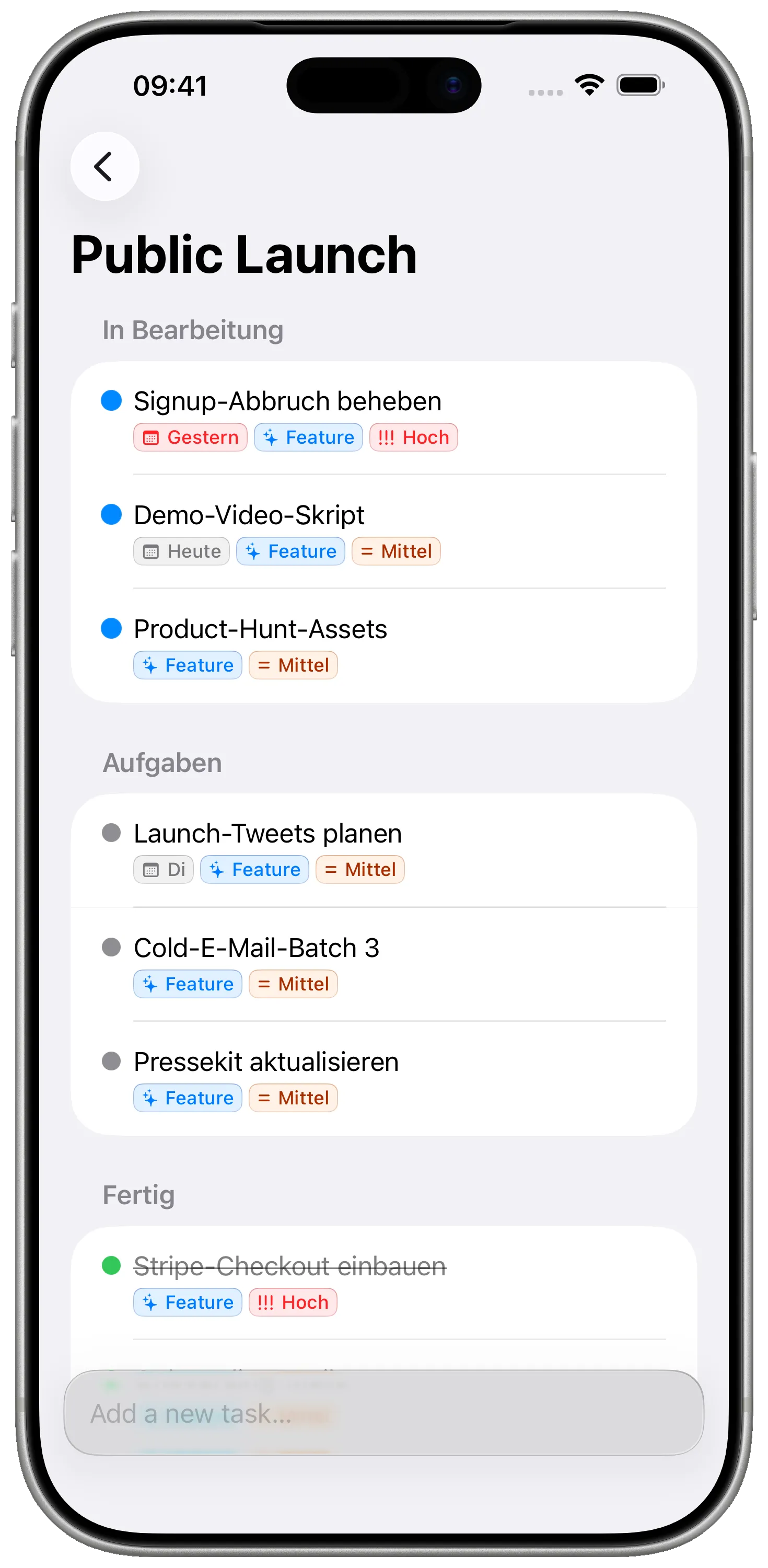 Jeder Workstream als eigenes Projekt
