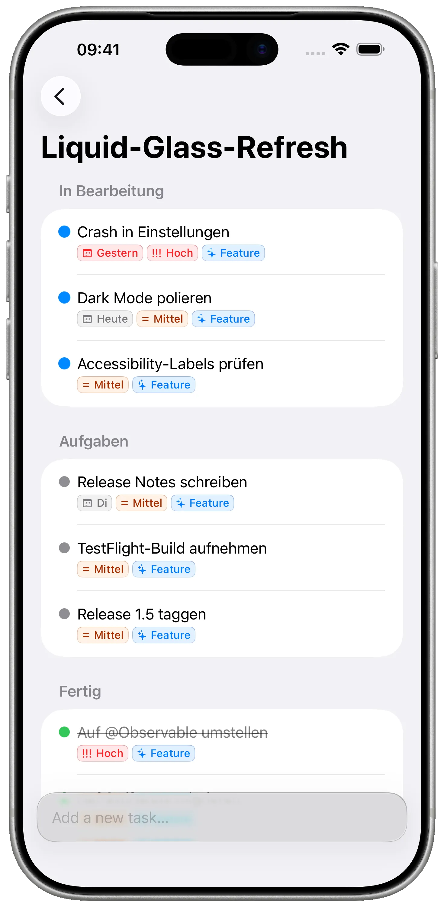 Pures SwiftUI, von oben bis unten